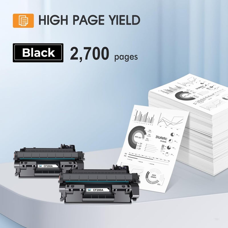 Cool Toner CF280A 80A Toner Cartridge Compatible for HP 80A CF280A CF280X 80X for HP Laserjet Pro 400 M401n M401dn MFP M425dn M401dne M401dw M425dw M425 M401 Printer Toner Ink(Black, 2-Pack) - Image 3
