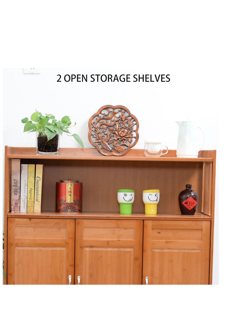 Generic Buffet Table Cabinet Sideboard Cabinet for Dining Room Floor Free Standing Home Storage Cabinet 3 Doors Wooden Kitchen Storage Cabinet with Storage Shelves for Bedroom Living Room Pantry Cupboard  - Image 2