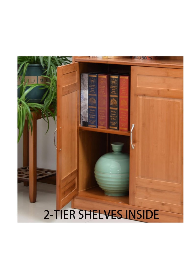 Generic Buffet Table Cabinet Sideboard Cabinet for Dining Room Floor Free Standing Home Storage Cabinet 3 Doors Wooden Kitchen Storage Cabinet with Storage Shelves for Bedroom Living Room Pantry Cupboard  - Image 5