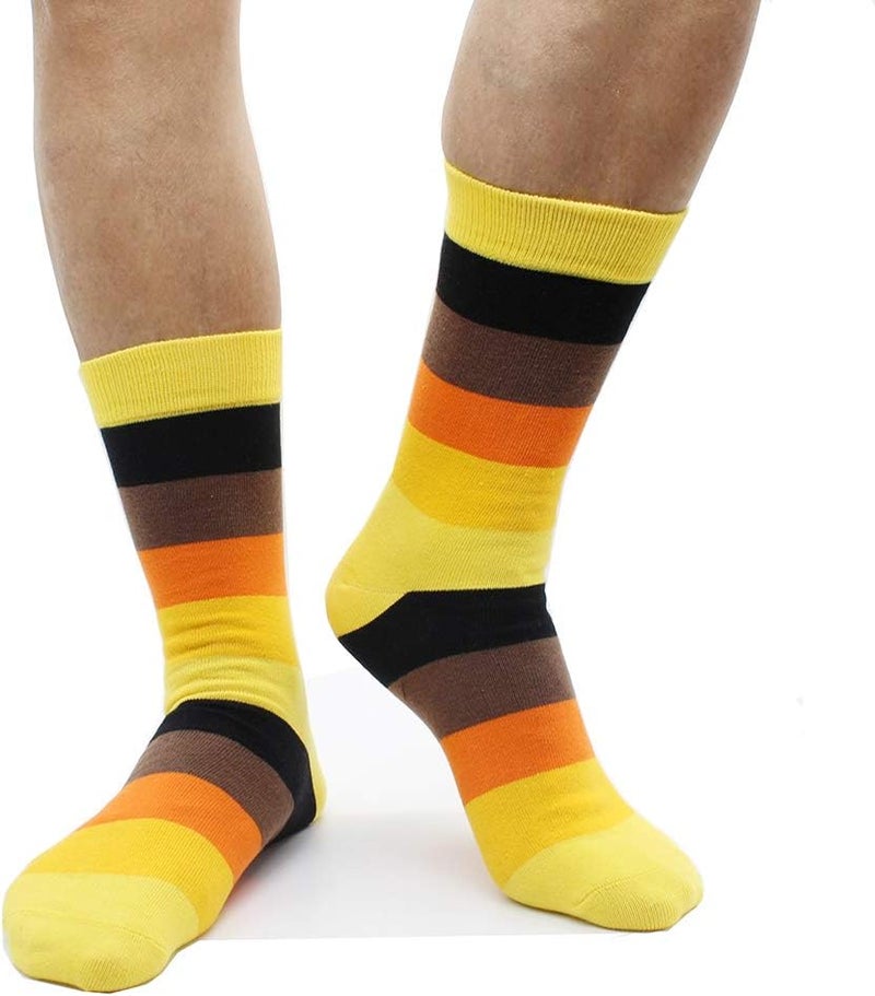 TOEJYJ Mens Fun Dress Socks, Pattern Funny Casual Socks Pack, Colorful Striped Cotton Novelty Socks Size 10-13 - Image 3