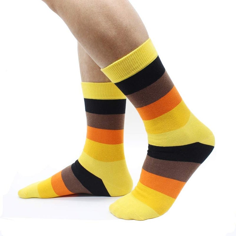 TOEJYJ Mens Fun Dress Socks, Pattern Funny Casual Socks Pack, Colorful Striped Cotton Novelty Socks Size 10-13 - Image 4