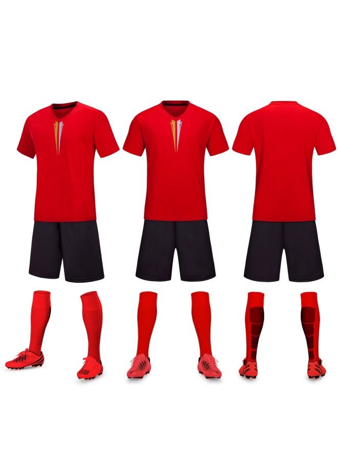 Red Quick-Dry Breathable Training Football Jersey Set