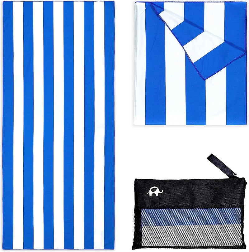 Elite Trend Quick Dry Towel Large 63x31 Inch Microfiber Beach Towel Perfect for Beach Travel Swimming Pool Yoga Hiking Camping Lightweight Fast Drying Compact for Adults Cabana Blue