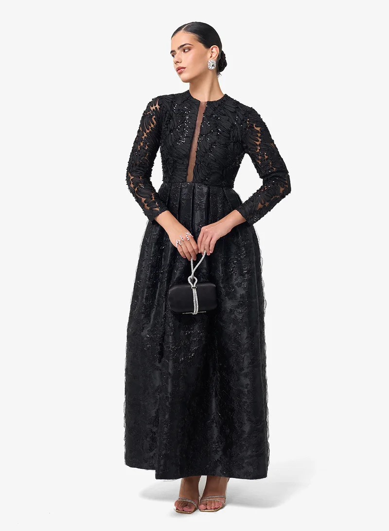 Threadz by Ajooni Lace Detail Maxi Dress