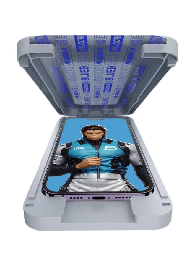 Blueo حامي شاشة زجاجي مقسى من بلوو لجهاز آيفون 14 بلس، آيفون 13 برو ماكس، دقة عالية، تركيب خالي من الغبار، تطبيق سهل، مقاوم للكسر، فيلم حماية مضاد لبصمات الأصابع - Image 2