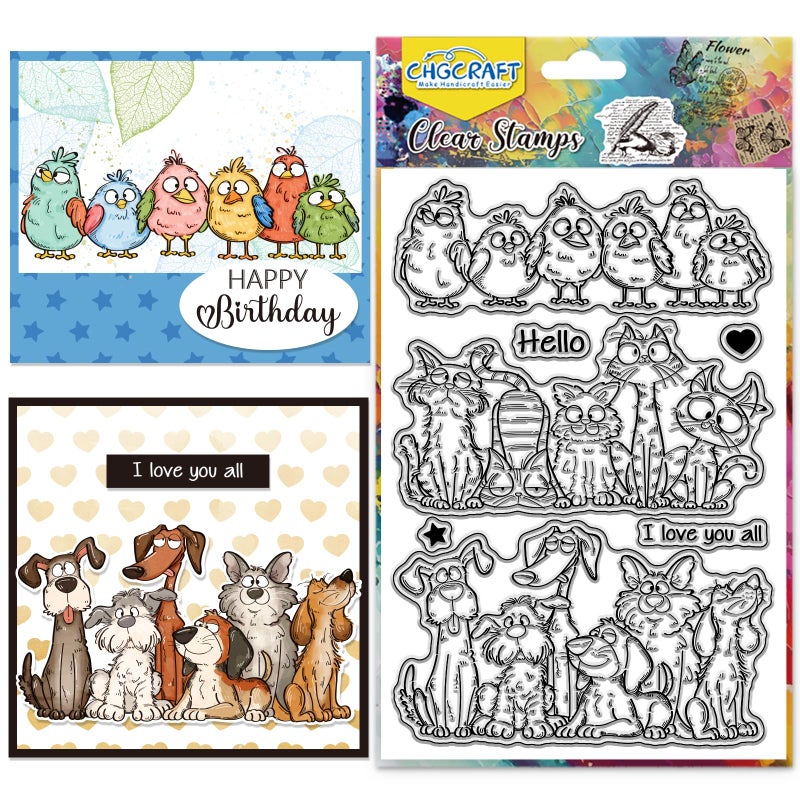 CHGCRAFT Funny Cat Dog Bird Clear Stamp Silicone Clear Stamps Transparent Handicraft Stamps for DIY Scrapbooking Photo Album Decorative Cards Making Animals 63x43inch - Image 3