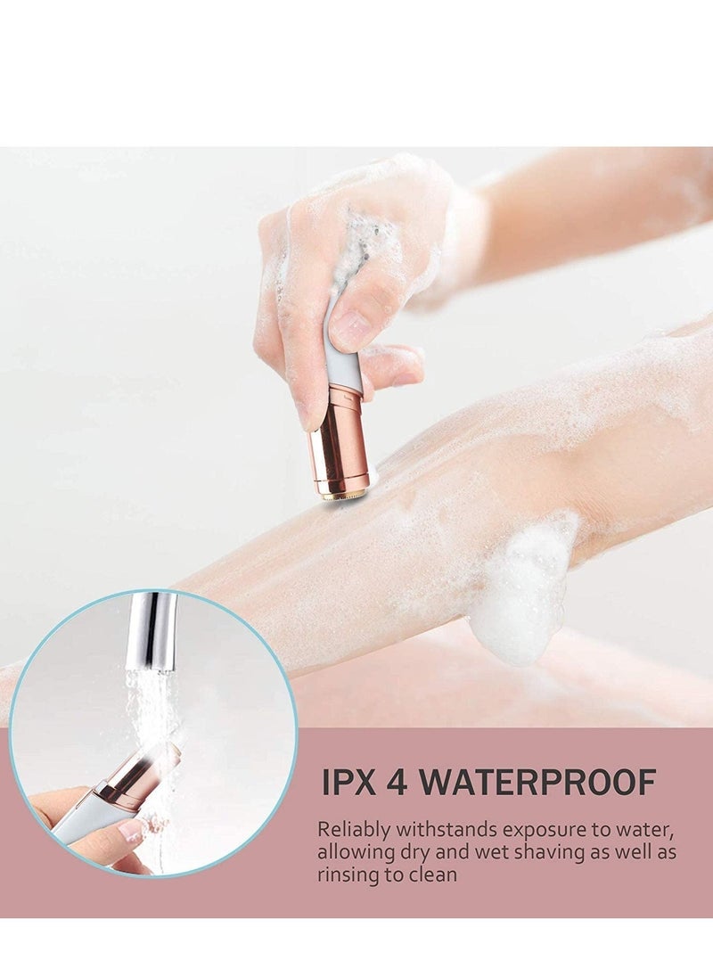 ELTRAZONE Women Painless Facial Hair and Eyebrow Trimmer, Hair Shaver and Remover, Lipstick Style with built-in LED light, Waterproof in 18K gold plated design, Battery Mode-White - Image 5