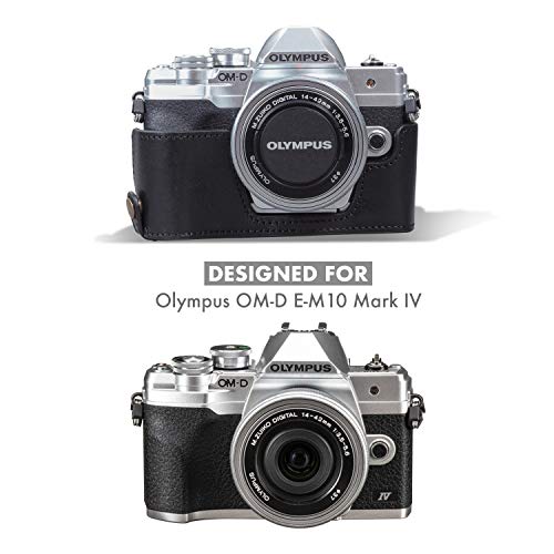 MegaGear MG1932 Ever Ready Genuine Leather Camera Case Compatible with Olympus OM-D E-M10 Mark IV - Black - Image 4