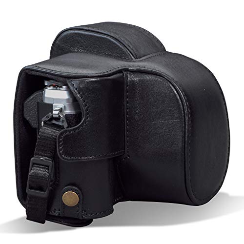MegaGear MG1932 Ever Ready Genuine Leather Camera Case Compatible with Olympus OM-D E-M10 Mark IV - Black - Image 1