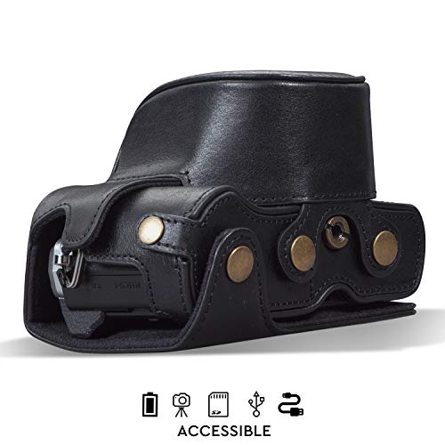 MegaGear MG1932 Ever Ready Genuine Leather Camera Case Compatible with Olympus OM-D E-M10 Mark IV - Black - Image 2