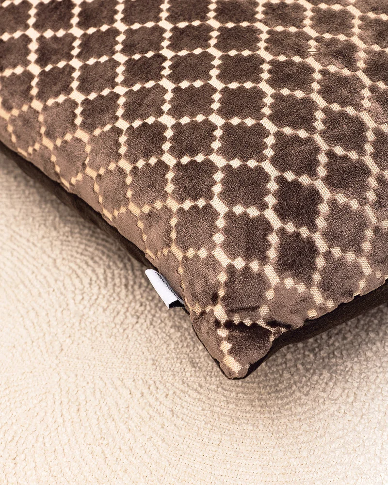 REDTAG Brown Geometric Jacquard Cushion