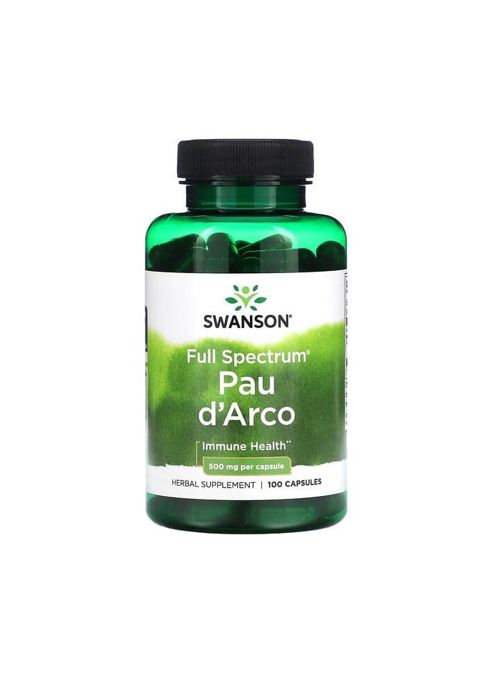 Full Spectrum Pau d'Arco, 500 mg, 100 Capsules