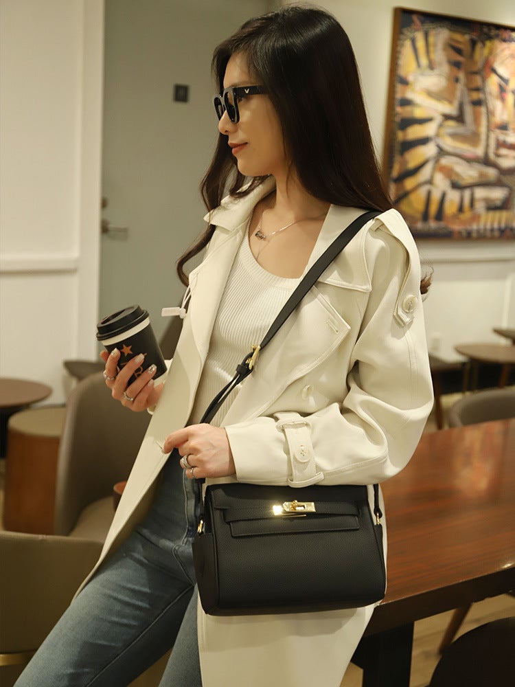 Kelly Messenger Bag Mini Second Generation Top Layer Cowhide Genuine Leather Women'S Bag Women'S Trendy Ins Fashionable One-Shoulder Crossbody Bag - Image 5