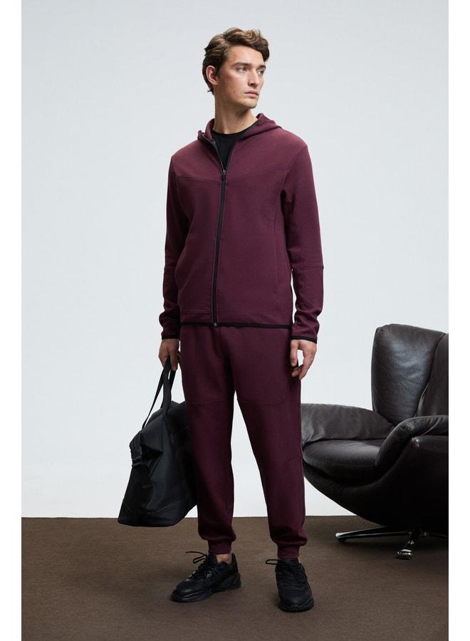 GRIMELANGE GELIDO Men's Elastic Waist Cuffed Leg Corded Karyoka Sewn Printed Maroon Sweatpants. - Image 2