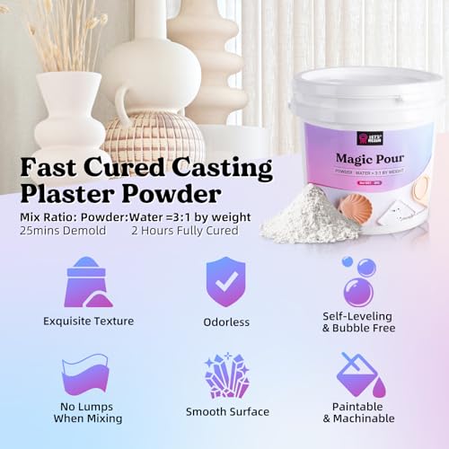 LET'S RESIN Resin Casting Powders 3000g, Fast Cured Casting Resin Kit for Beginners,20~30 Minutes De-Mold, Water Activated Plaster Powder Kit for Molds, Easy Mixing & Self Leveling - Image 2