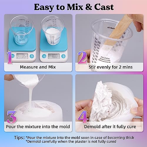 LET'S RESIN Resin Casting Powders 3000g, Fast Cured Casting Resin Kit for Beginners,20~30 Minutes De-Mold, Water Activated Plaster Powder Kit for Molds, Easy Mixing & Self Leveling - Image 5