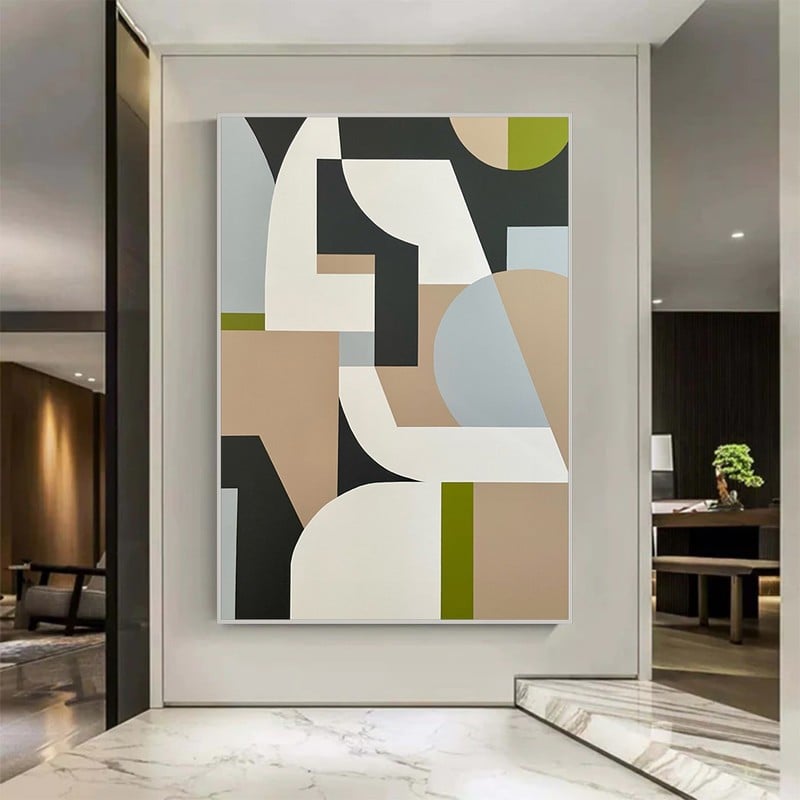 Marktna One canvas print with a geometric design and a hollow frame, measuring (40×60) cm. - Image 1