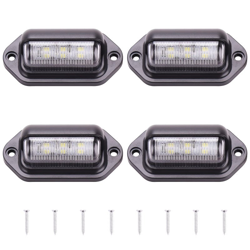 Kinstecks مصباح لوحة الترخيص كينستيك 4 قطع 6-SMD لمبة لوحة الترخيص ضوء خلفي 12V-24V للشاحنة SUV مقطورة فان RV قوارب - أبيض - Image 1