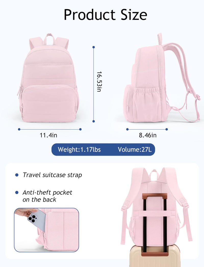Uselike Travel Backpack for Women, 15.6 Inch Laptop Backpack, Quilted College Bookbag, Cute Work Backpacks, Water Resistant - Image 3