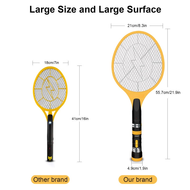 Beastron Bug Zapper, Electric Fly 3000, 1 Pack, Yellow Large Size Killer Racket with USB Charging (Upgraded - Image 5