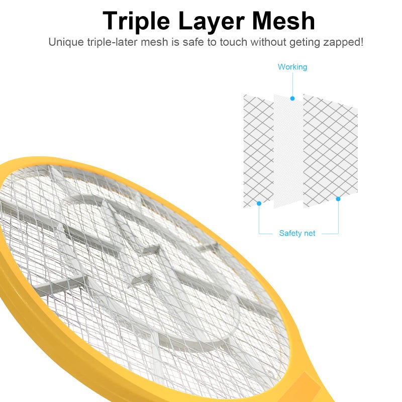 Beastron Bug Zapper, Electric Fly 3000, 1 Pack, Yellow Large Size Killer Racket with USB Charging (Upgraded - Image 3