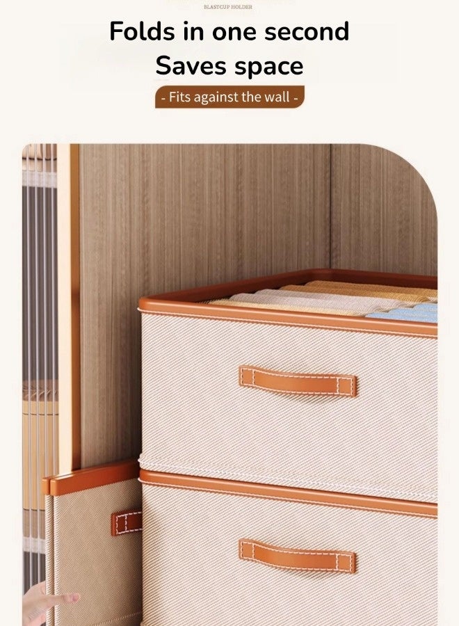 Underwear Storage Box, Dustproof & Moisture-Resistant Closet Storage Box, Foldable Wardrobe Organizer with Handles, Cotton And Linen Material Storage Bins, Washable Compartment  Drawer Organizers (Yellow, 13 Grids) - Image 3