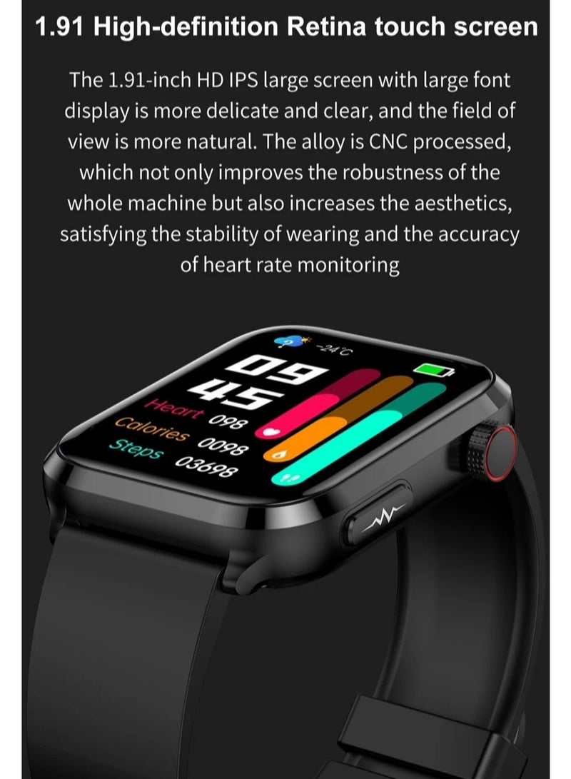 AROAQ New Blood Lipids Uric Acid Blood Glucose Smart Watch Men ECG+PPG Fitness Tracker Clock Heart Rate Bluetooth call Smartwatch(MeshBelt With 1 Extra Strap) - Image 3