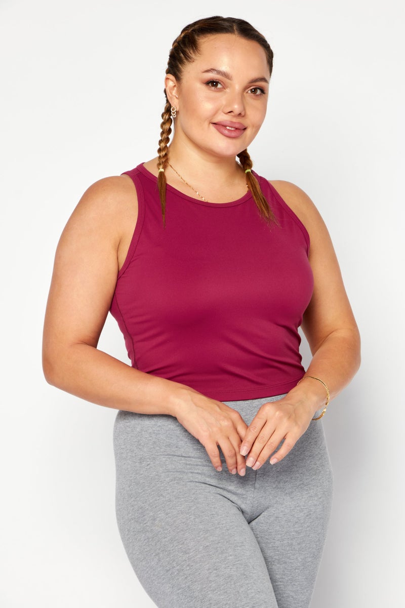 Gentle Fawn Women Jewel Neck Sleeveless Ribbed Tank Top, Purple  - Image 1