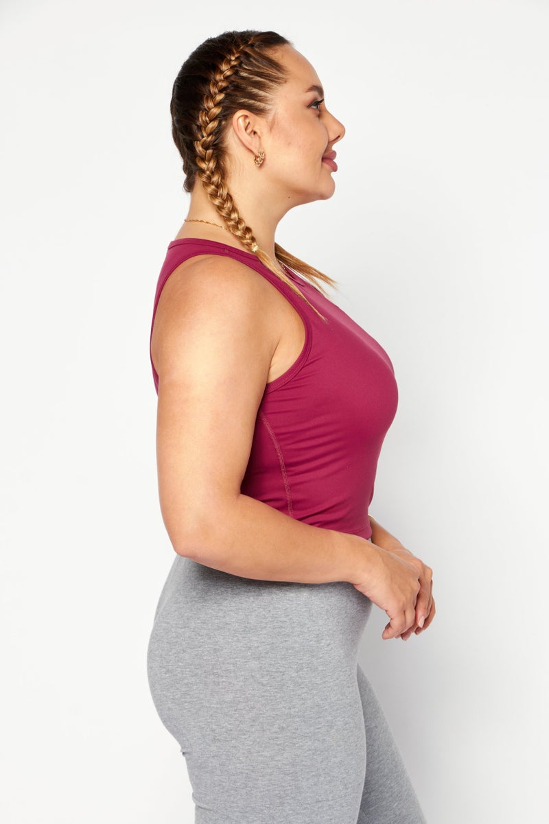 Gentle Fawn Women Jewel Neck Sleeveless Ribbed Tank Top, Purple  - Image 3