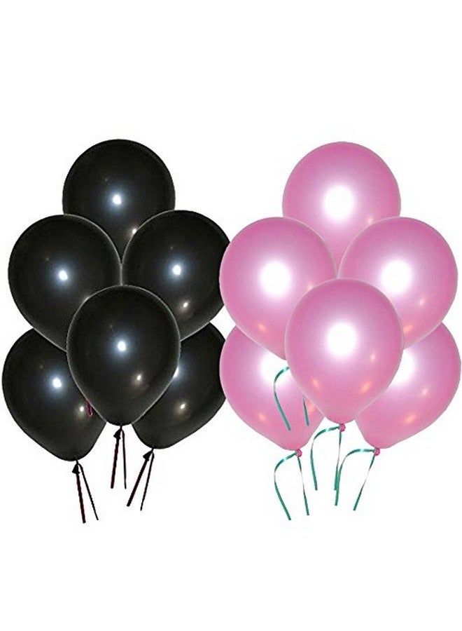 Balloonistics Solid Metallic Balloons (Black, Pink Pack of 50) Free Banner - Image 1