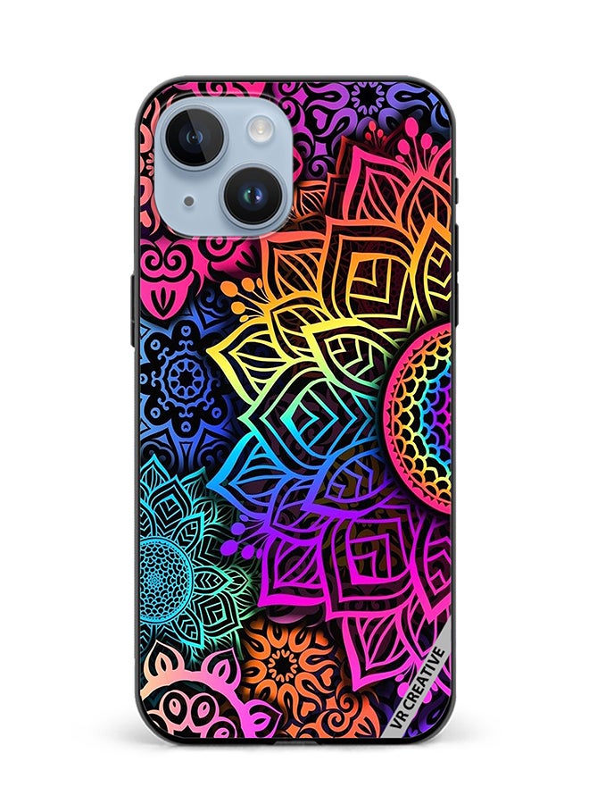 VR CREATIVE Protective Case Cover For Apple iPhone 15 Mandala Design Multicolour - Image 1