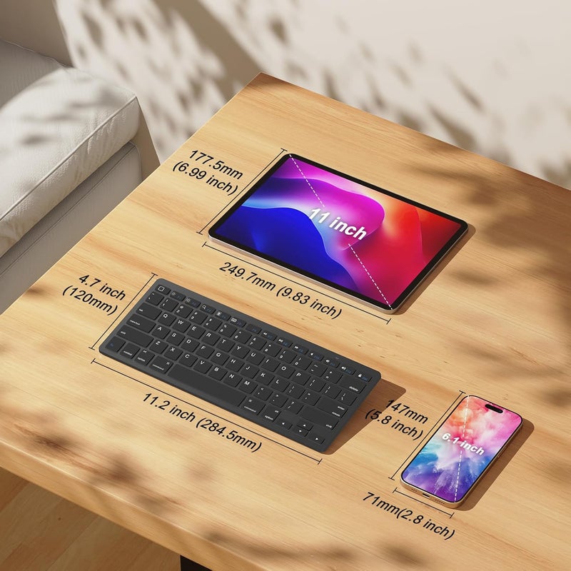 Omoton Ultra-Slim Bluetooth Keyboard Compatible with iPad 10.2 Inch/ 9.7 Inch, iPad Air 10.5, iPad Pro 11/12.9, iPad Mini 5/4, iPhone and Other Bluetooth Enabled Devices, Black - Image 3