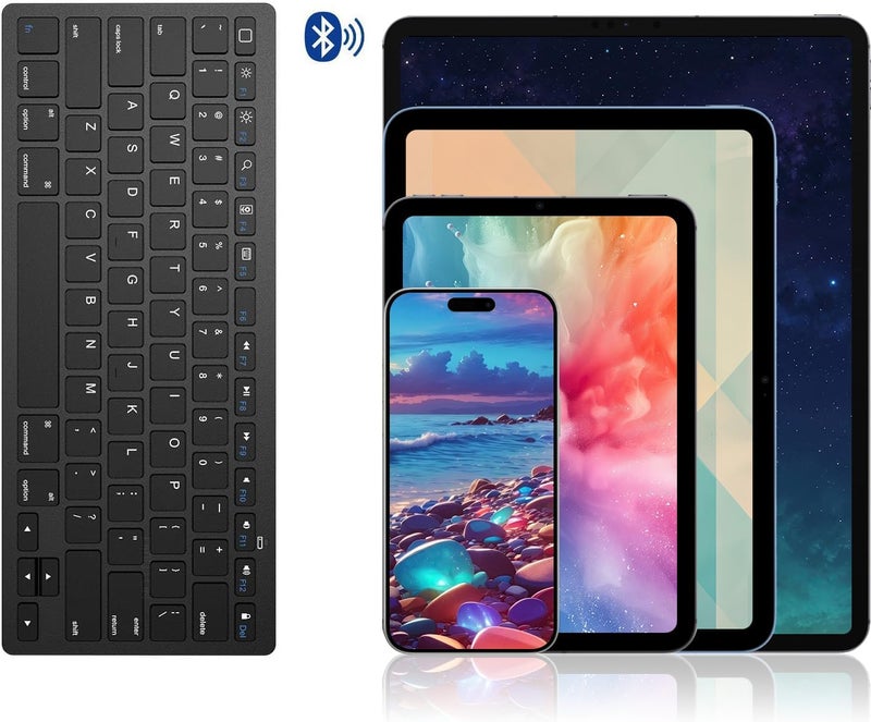 Omoton Ultra-Slim Bluetooth Keyboard Compatible with iPad 10.2 Inch/ 9.7 Inch, iPad Air 10.5, iPad Pro 11/12.9, iPad Mini 5/4, iPhone and Other Bluetooth Enabled Devices, Black - Image 4