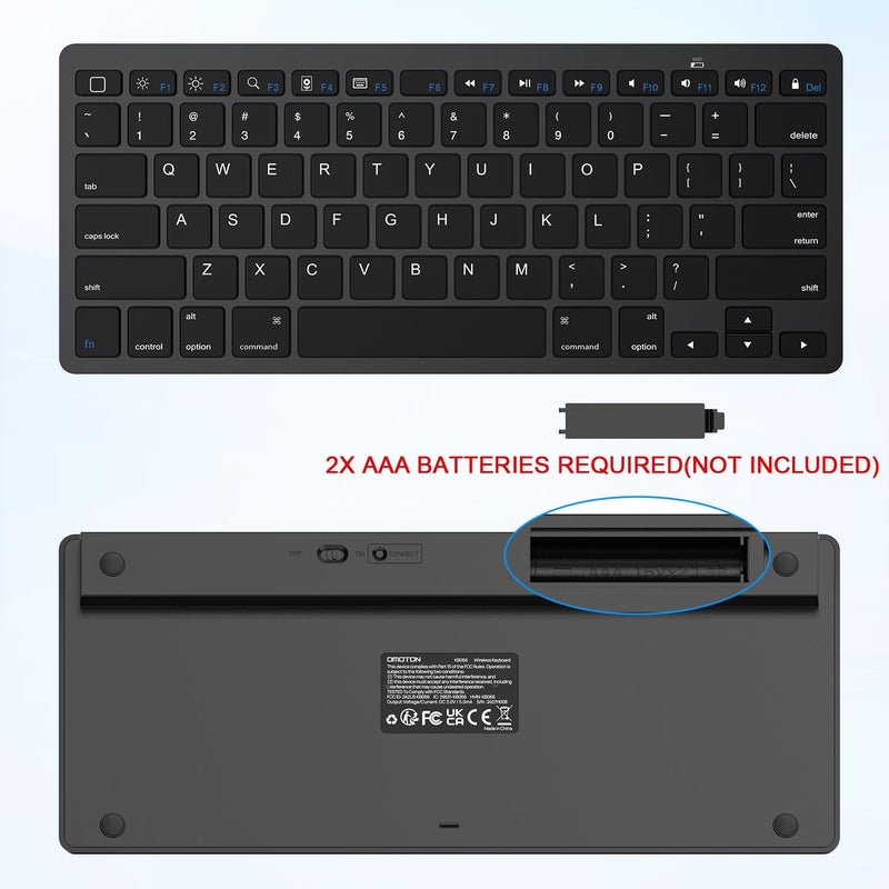 Omoton Ultra-Slim Bluetooth Keyboard Compatible with iPad 10.2 Inch/ 9.7 Inch, iPad Air 10.5, iPad Pro 11/12.9, iPad Mini 5/4, iPhone and Other Bluetooth Enabled Devices, Black - Image 5