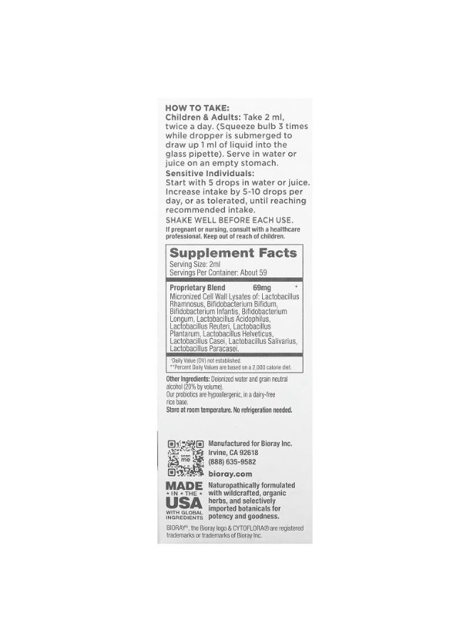 Bioray, CytoFlora, Probiotic Lysate Tonic, 4 fl oz (118 ml) - Image 2