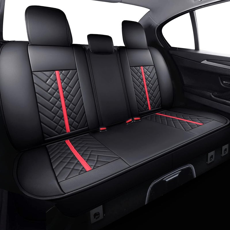 Tomatoman Toyota Tacoma Rear Seat Covers (2005-2024) - Black and Red Faux Leather - Image 2