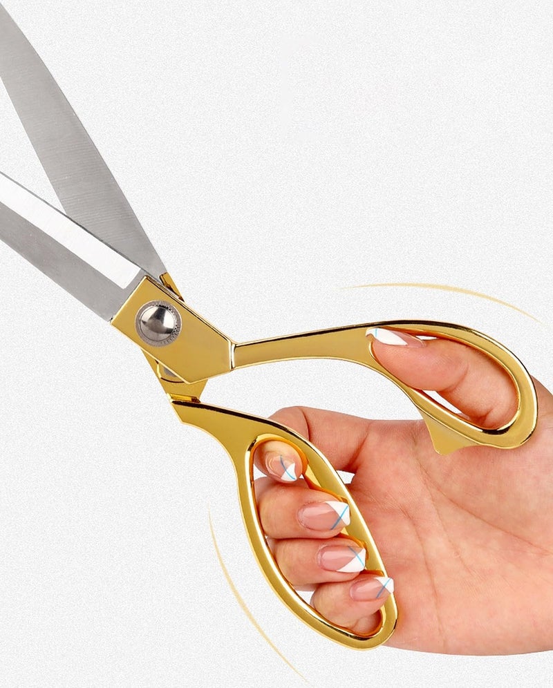 Wolpin Cloth Scissors Tailor Scissor for Cloth Cutting, Gold Multipurpose Stainless Steel Fabric Cutting Tool, 10.5 Inch Long - Image 4