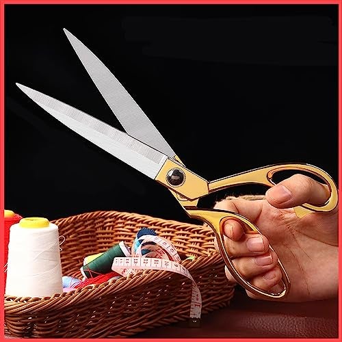 Wolpin Cloth Scissors Tailor Scissor for Cloth Cutting, Gold Multipurpose Stainless Steel Fabric Cutting Tool, 10.5 Inch Long - Image 1