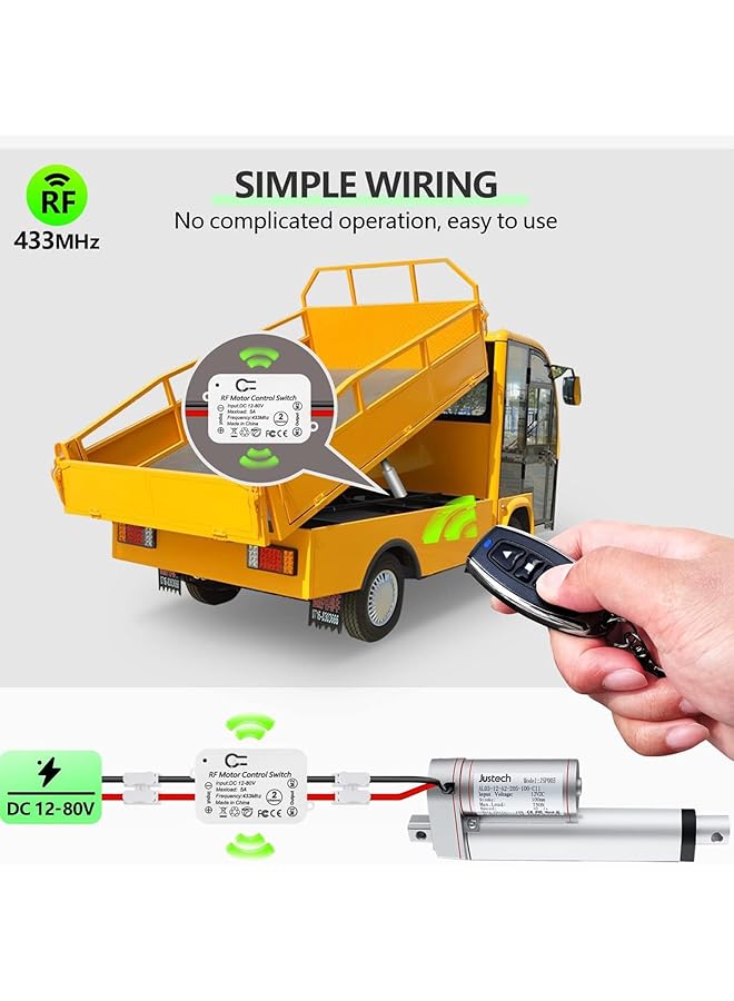erorex Wireless Dc Motor Remote Control Switch Dc 12V 80V 5A Relay Receiver Controller With 2 Transmitters Radio Control Motor Move Forward And Reverse - Image 2