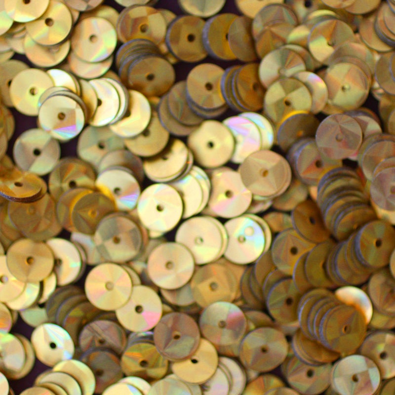 6mm Flat Round SEQUIN PAILLETTES  GOLD PRISM MULTI Reflective METALLIC  Loose sequins for embroide