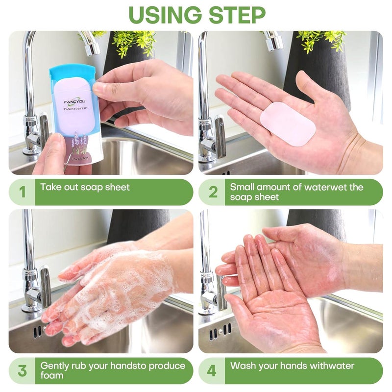 fancyou Travel Hand Soap 200 Sheets with Distributer Box for Camping Essential Portable Hiking Paper Soap Foaming Mini Disposable Hand Washing Bath Scented Skin Friendly for BBQPartySchoolGirls - Image 4