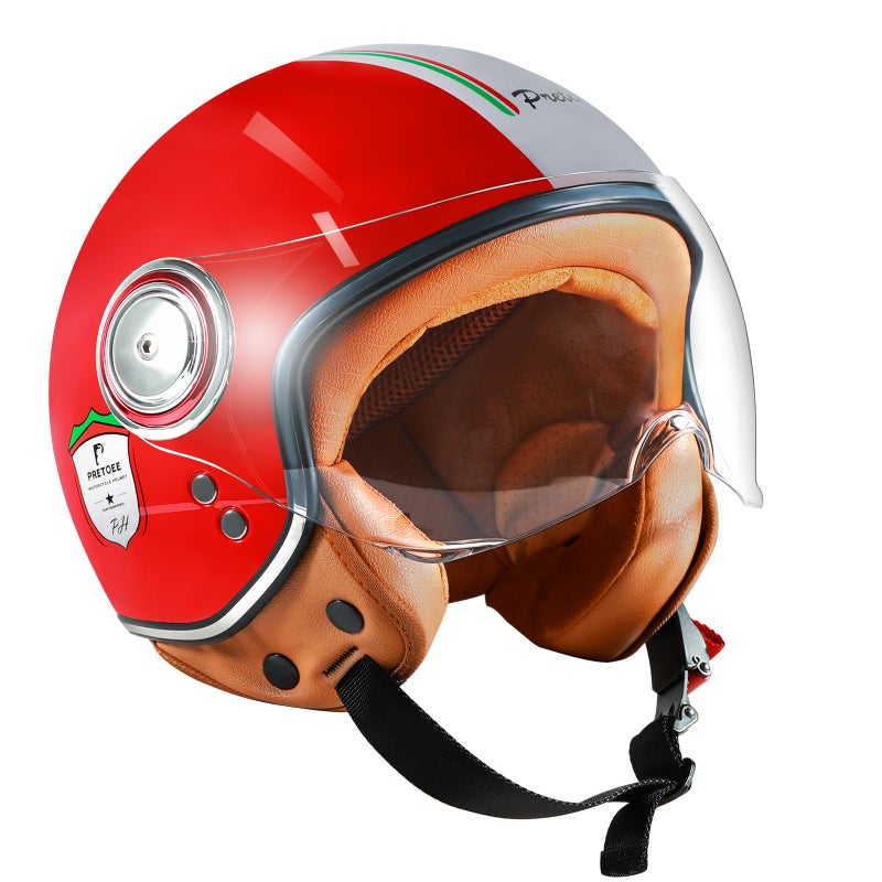 Open Face Motorcycle Helmet with Visor Adults Retro Moped Helmets for Men Women Vintage Half Face Motorcycle Helmet for Scooter Chopper Cruiser DOT Approved