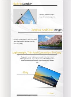 HILUKE 14" 2.5K Portable Gaming Monitor, 60Hz IPS HDR Screen, FreeSync, USB-C & HDMI, Dual Speakers, Kickstand, Ultra-Slim, for Gaming, Work, Travel, Office, Streaming, PS5, Laptop, PC monitor  - Image 4