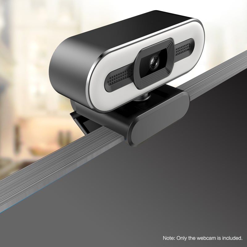 كاميرا ويب USB 2K قابلة للربط والاستخدام مباشرة مع ميكروفون ومصباح مدمج لأغراض البث المباشر، المكالمات الفيديو، الاجتماعات الفيديو والتعليم عن بعد - Image 4