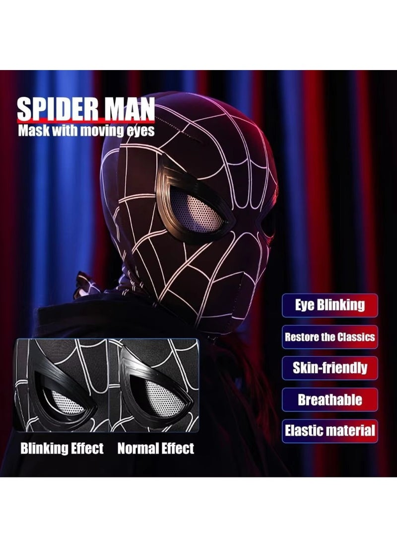 فايزر قناع سبايدرمان بعيون متحركة - قناع كوسبلاي أوتوماتيكي بالكامل مع تحكم عن بُعد وإضاءة وامضة للمراهقين والبالغين - خوذة بطل خارق قابلة للتعديل مع شحن USB - Image 3