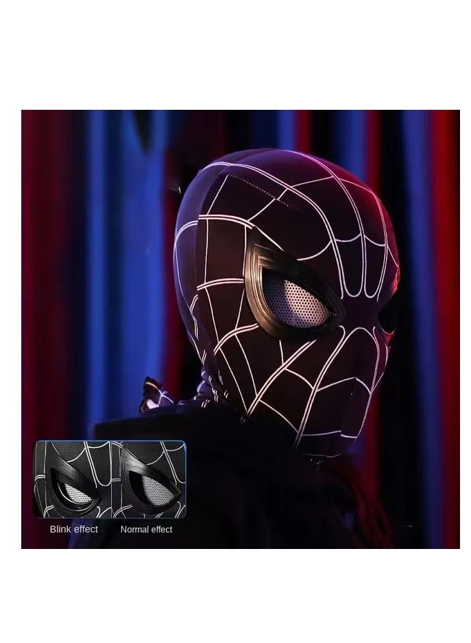 فايزر قناع سبايدرمان بعيون متحركة - قناع كوسبلاي أوتوماتيكي بالكامل مع تحكم عن بُعد وإضاءة وامضة للمراهقين والبالغين - خوذة بطل خارق قابلة للتعديل مع شحن USB - Image 1