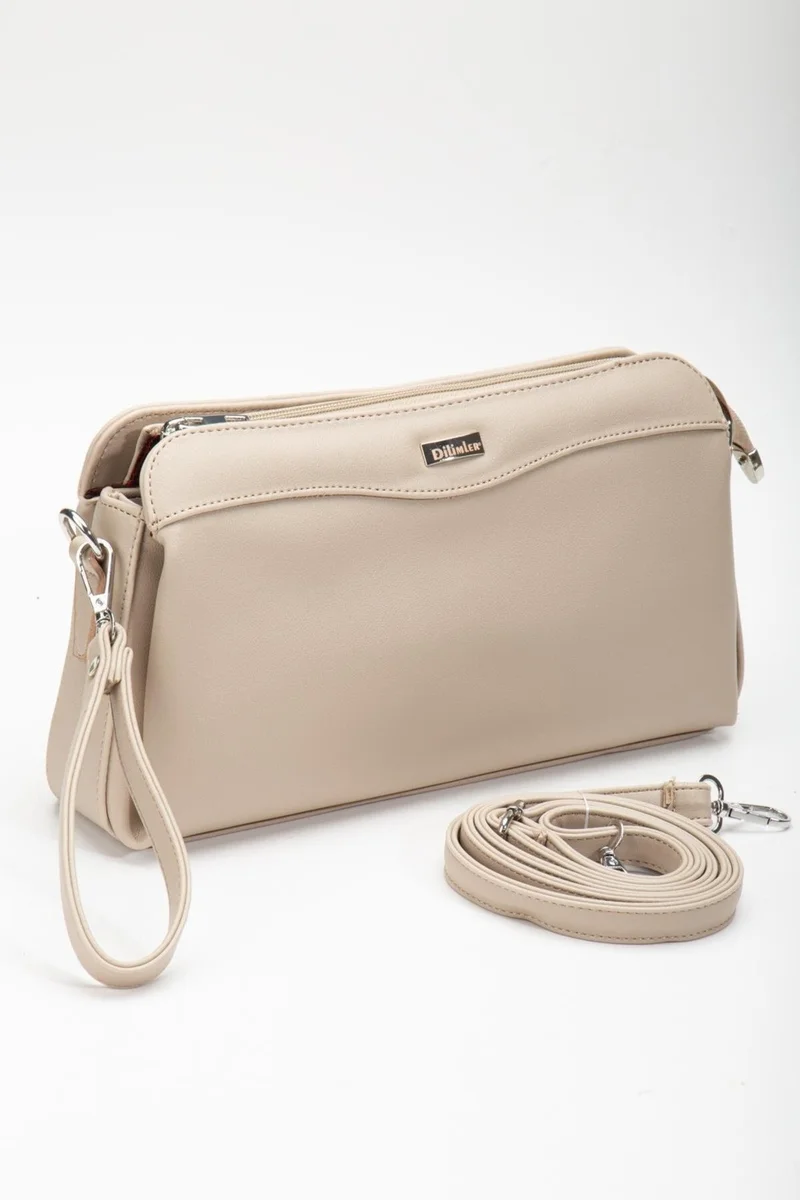 Dilimler Ayakkabı Women's Clutch Wallet Bag Mink 3 Compartment Long Short Strap
