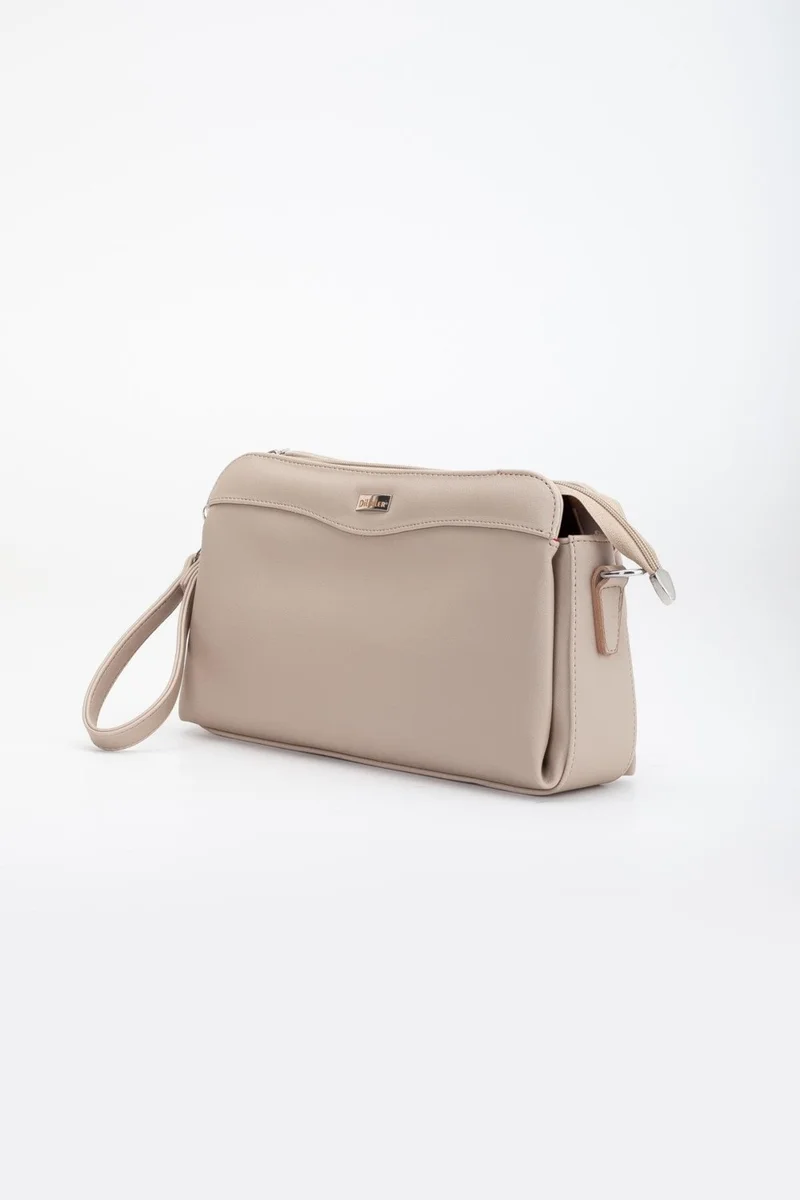 Dilimler Ayakkabı Women's Clutch Wallet Bag Mink 3 Compartment Long Short Strap