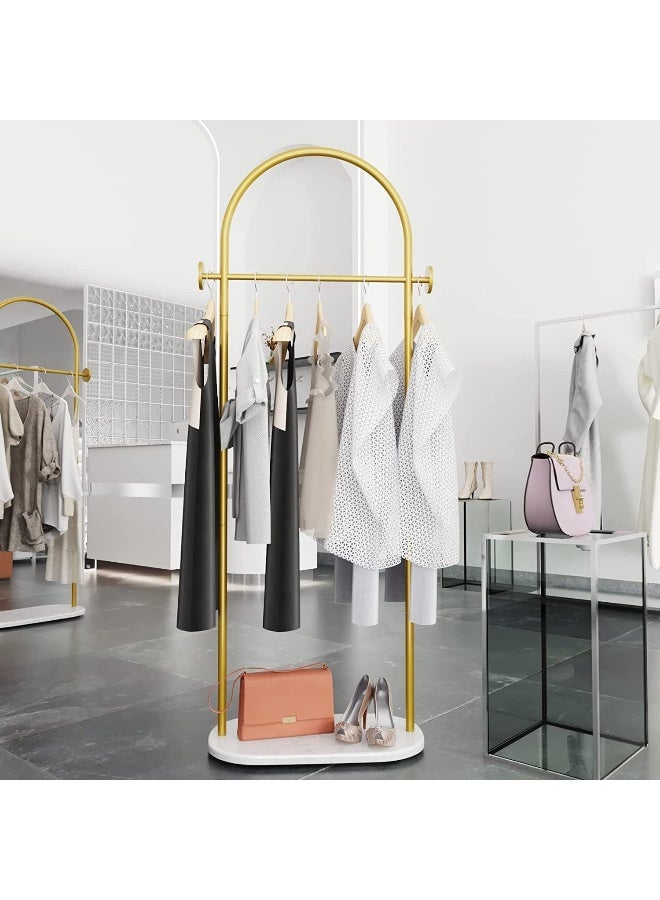Gold Garment Rack, Modern Coat Racks Freestanding for Hanging Clothes Heavy-duty Clothing Rack with Marble Base, for Bedroom, Bathroom, Living Room, Boutiques 23.6" W  - Image 1