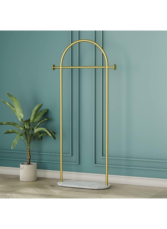 Gold Garment Rack, Modern Coat Racks Freestanding for Hanging Clothes Heavy-duty Clothing Rack with Marble Base, for Bedroom, Bathroom, Living Room, Boutiques 23.6" W  - Image 2